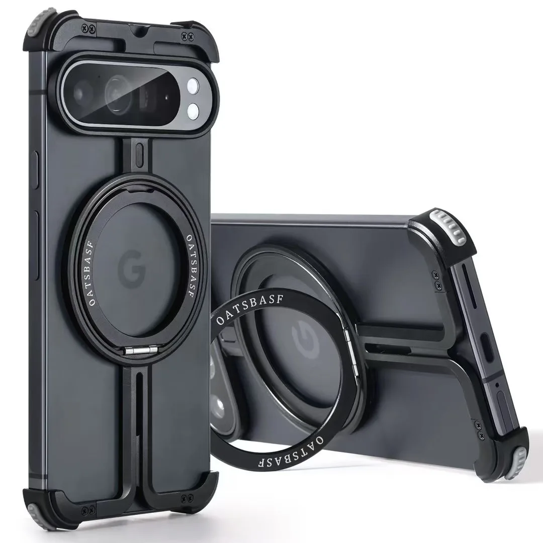 Bumper Case for Google Pixel 9 Pro XL, Invisible Magnetic O-Ring Stand Case, Minimalist Phone Case for Google Pixel 9 Pro XL