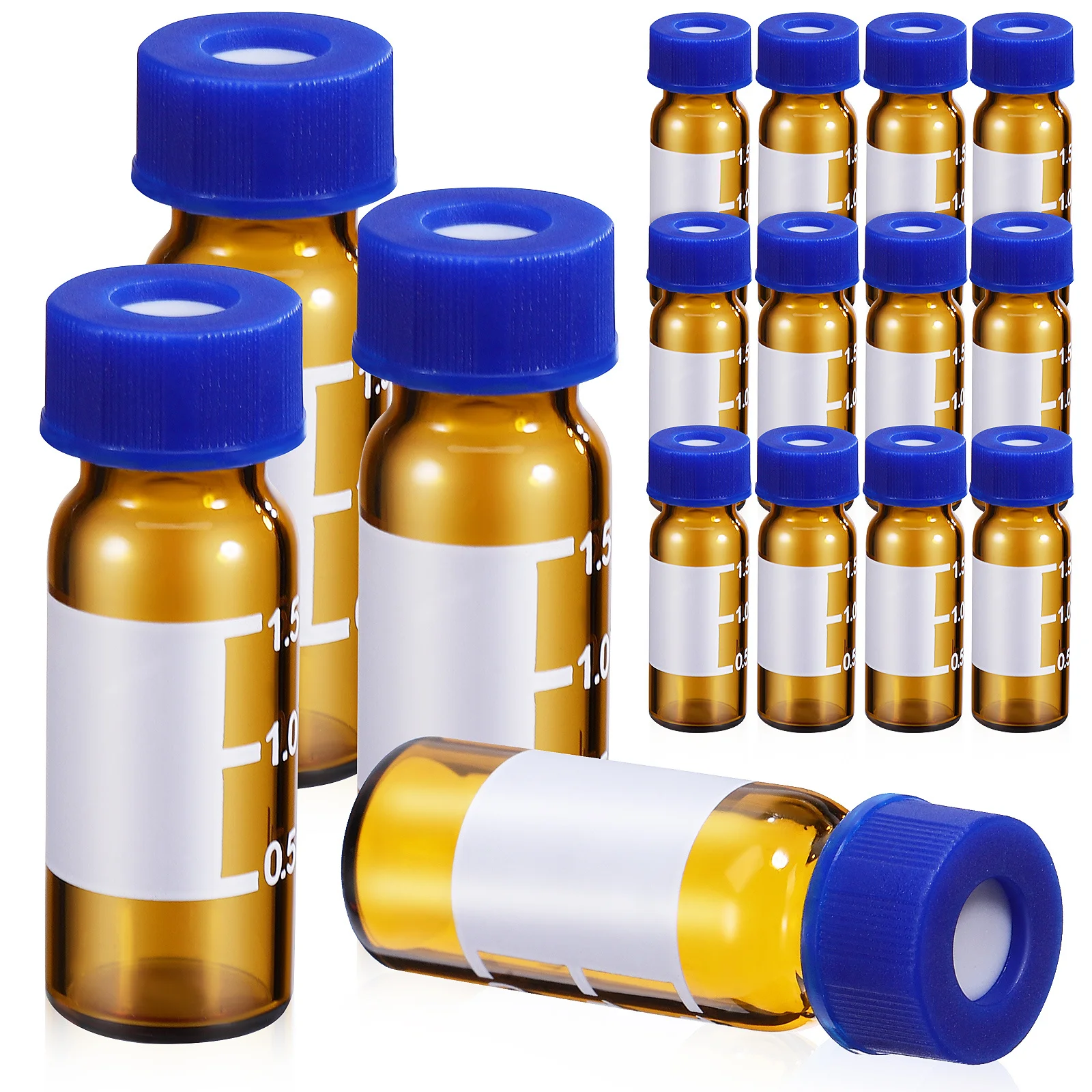 

100 Pcs Vial Mini Bottles with Lids Lab Amber Headspace Sample Vials Glass Serum Travel