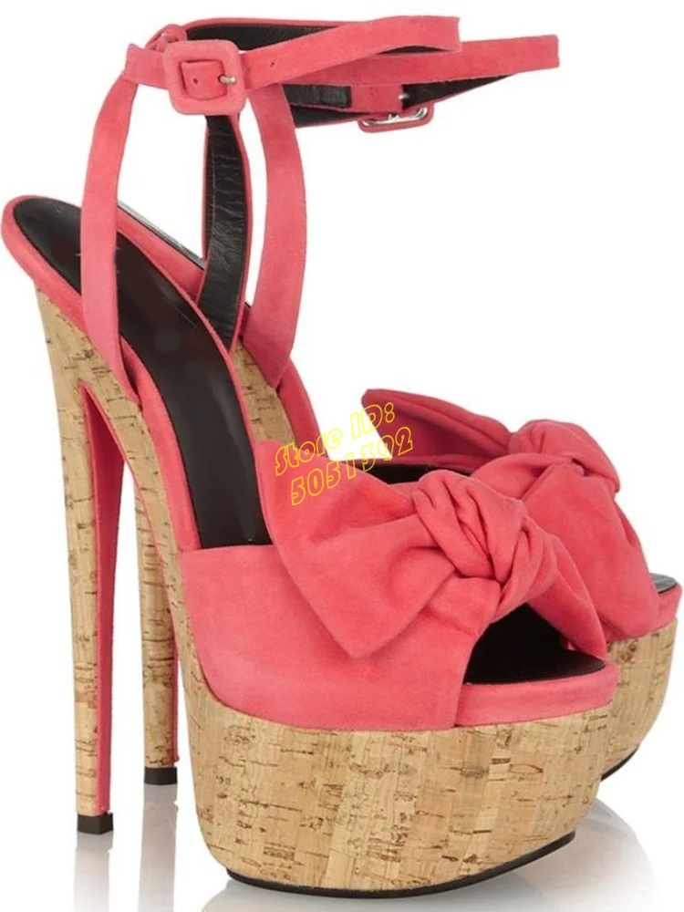 Platform Stiletto High Heel Sandals Runway 2025 New Arrivals Ankle Buckle Strap Open Toe Suede Super High Heel Shoes