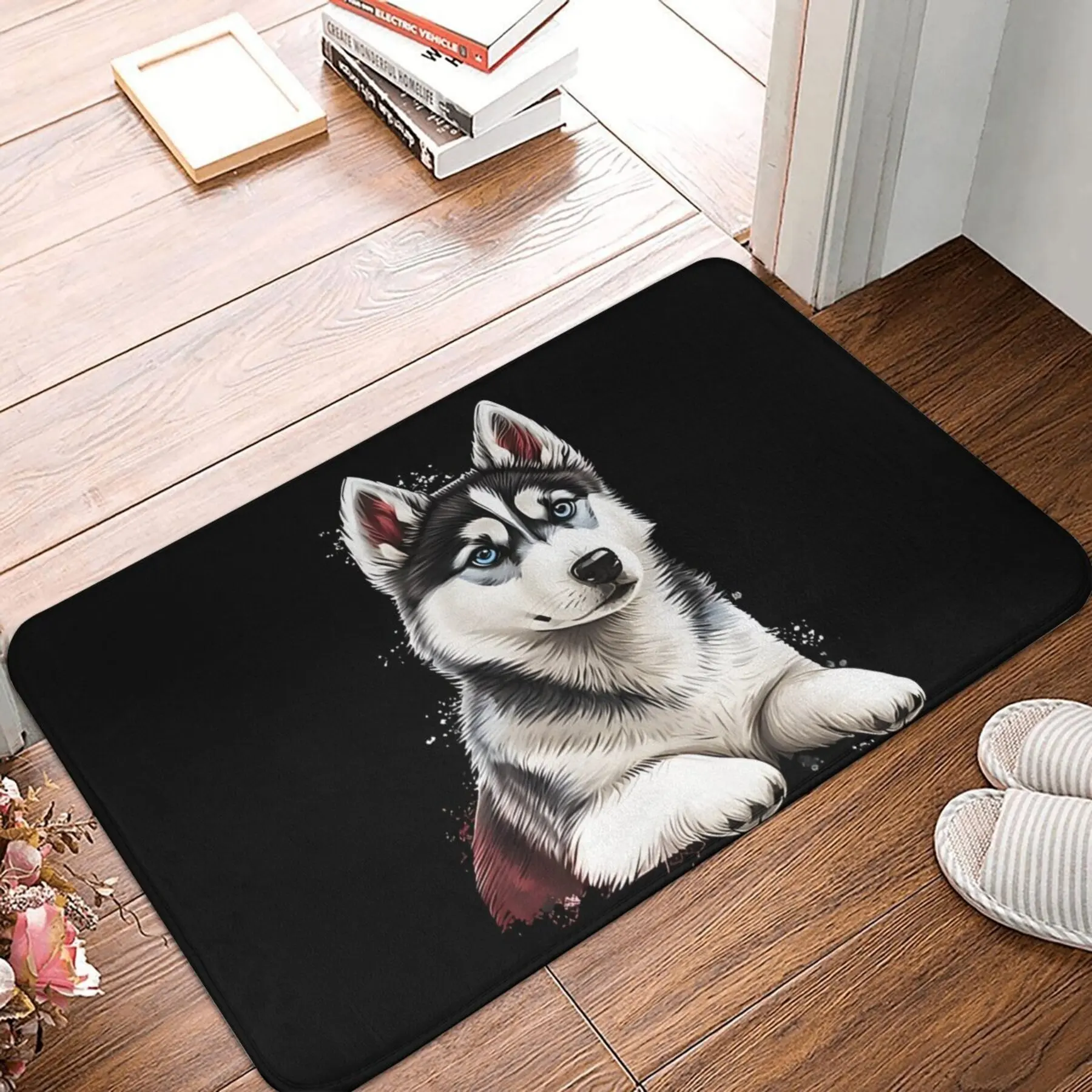Cute Husky Non-Slip Floor Mat - Indoor and Outdoor Absorbent Foot Mat Suitable for Home Decoration, Durable and Stylish