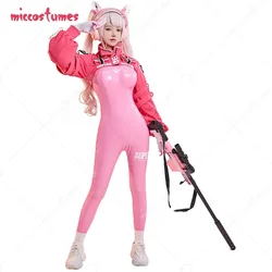 Miccostumes Women's Pink Cosplay Costume Bodysuit Set with Ear Gloves for Halloween Party