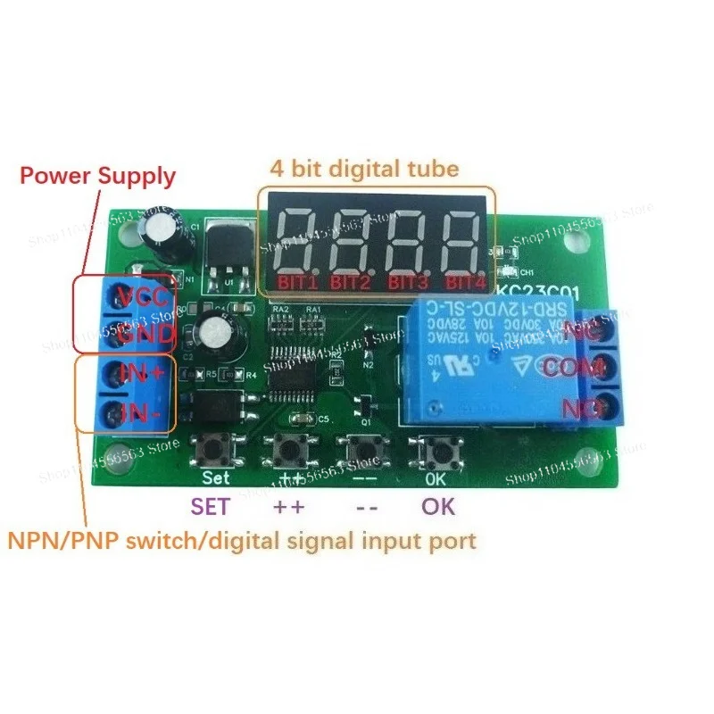Multifunction Pulse Counter Switch Adjustable Timer Delay Turn On/Off Relay Module DC 5V 12V 24V