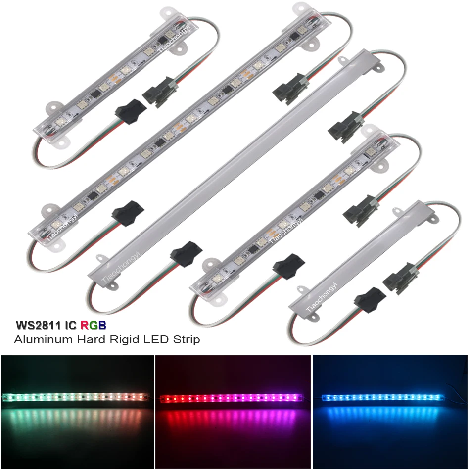 

WS2811 RGB LED Aluminum Rigid Bar Cabinet Light 12V 24V Smart IC U Profile Led Hard Strip Channel Home Decoration Lighting