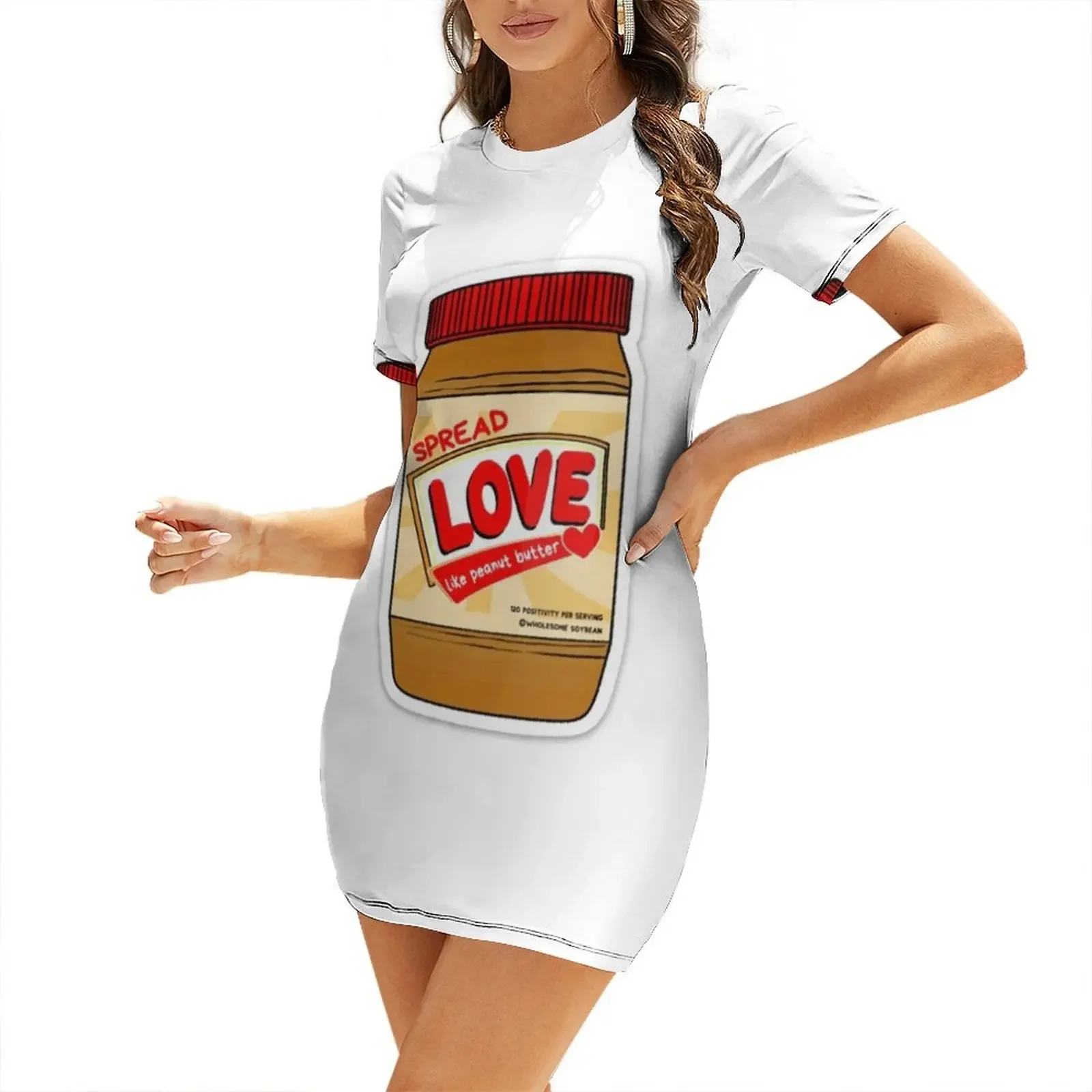 

Peanut Butter Spread Love Short-Sleeved Dress african dresses for woman birthday dress for women luxury 2026