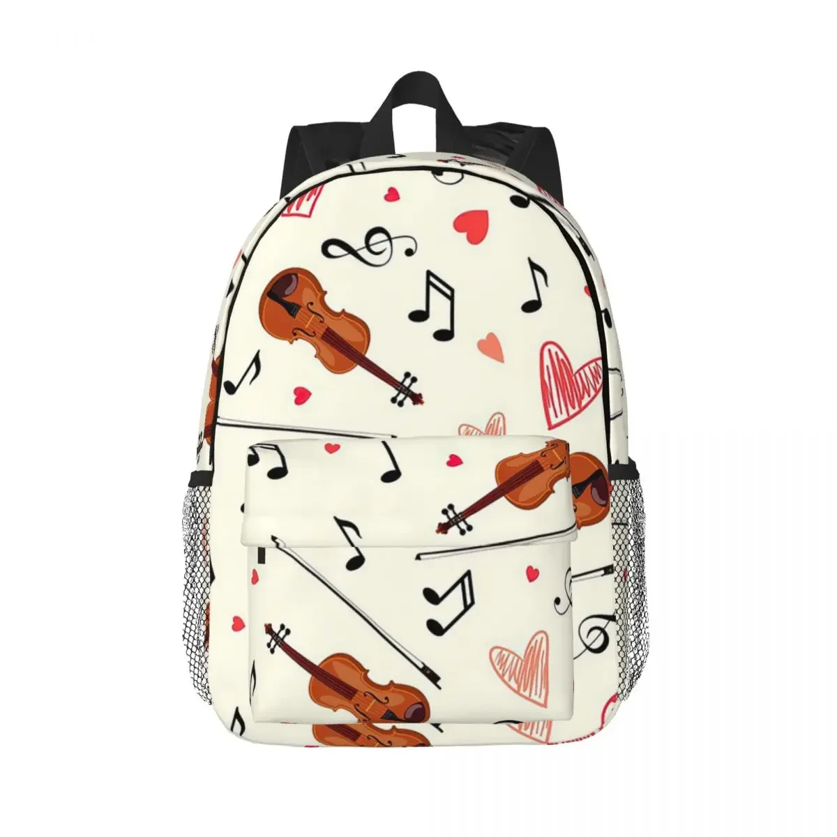 Violin With Herats Backpacks Boys Girls Bookbag Fashion Children School Bags Laptop Rucksack Shoulder Bag Large Capacity