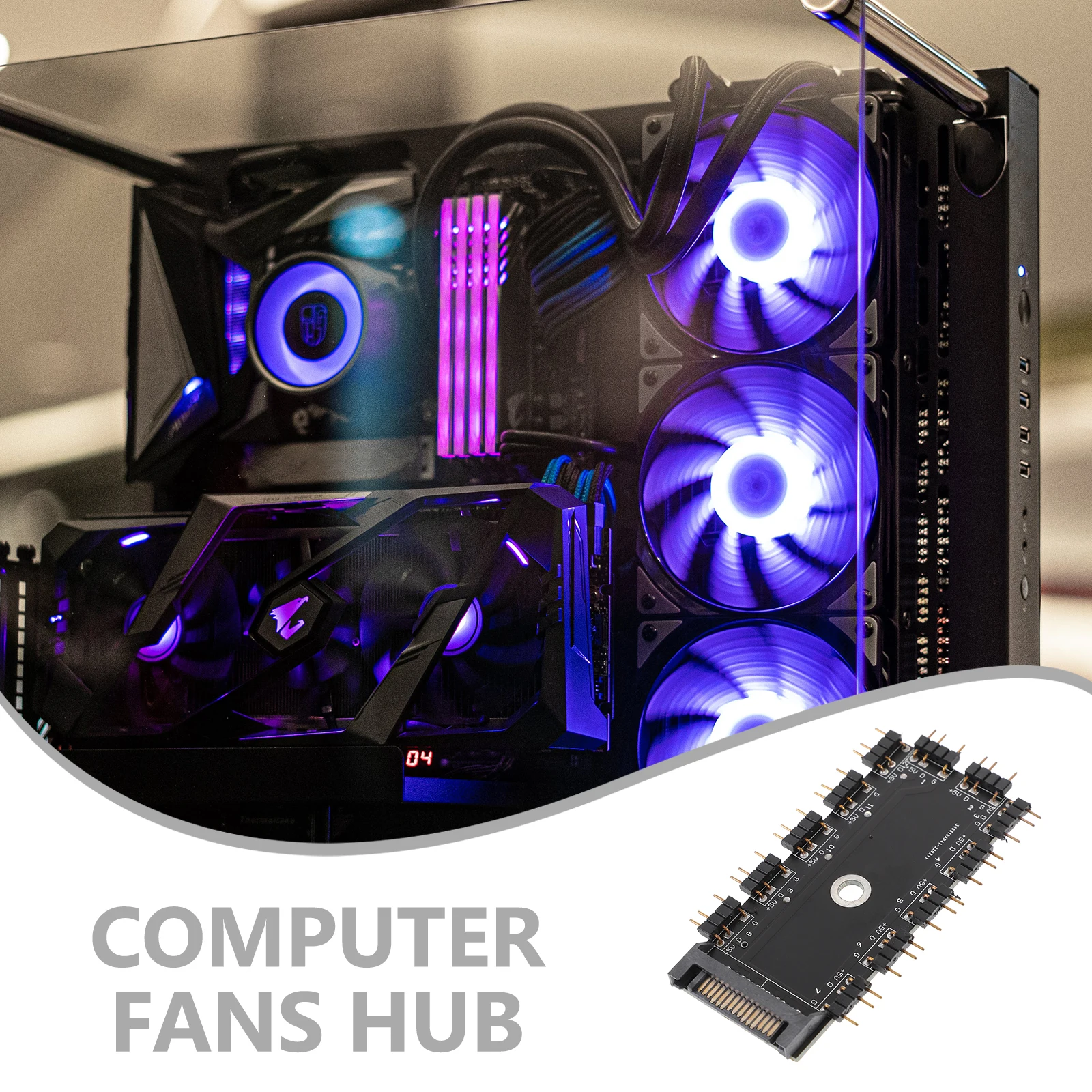 

12PCS RGB Fan Hub 12 Port PC Case Argb Controller Motherboard Accessory Cooling Splitter Connector for Computer RGB