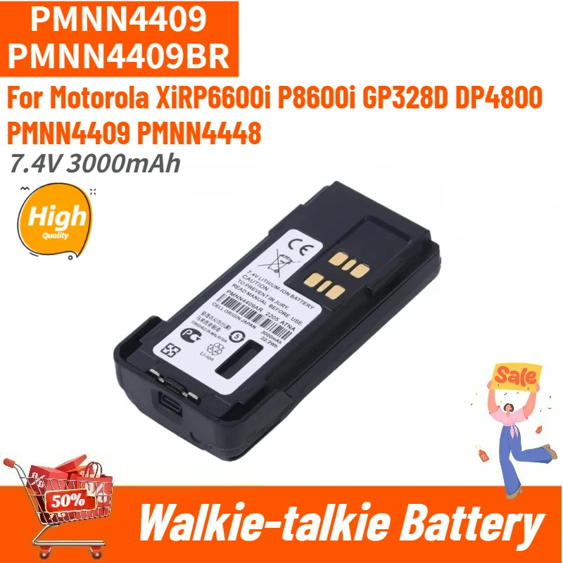 

PMNN4409 PMNN4409BR High Quality Battery 7.4V 3000mAh Type-C Replace for Motorola DP4800 XiRP6600i P8600i GP328D PMNN4448