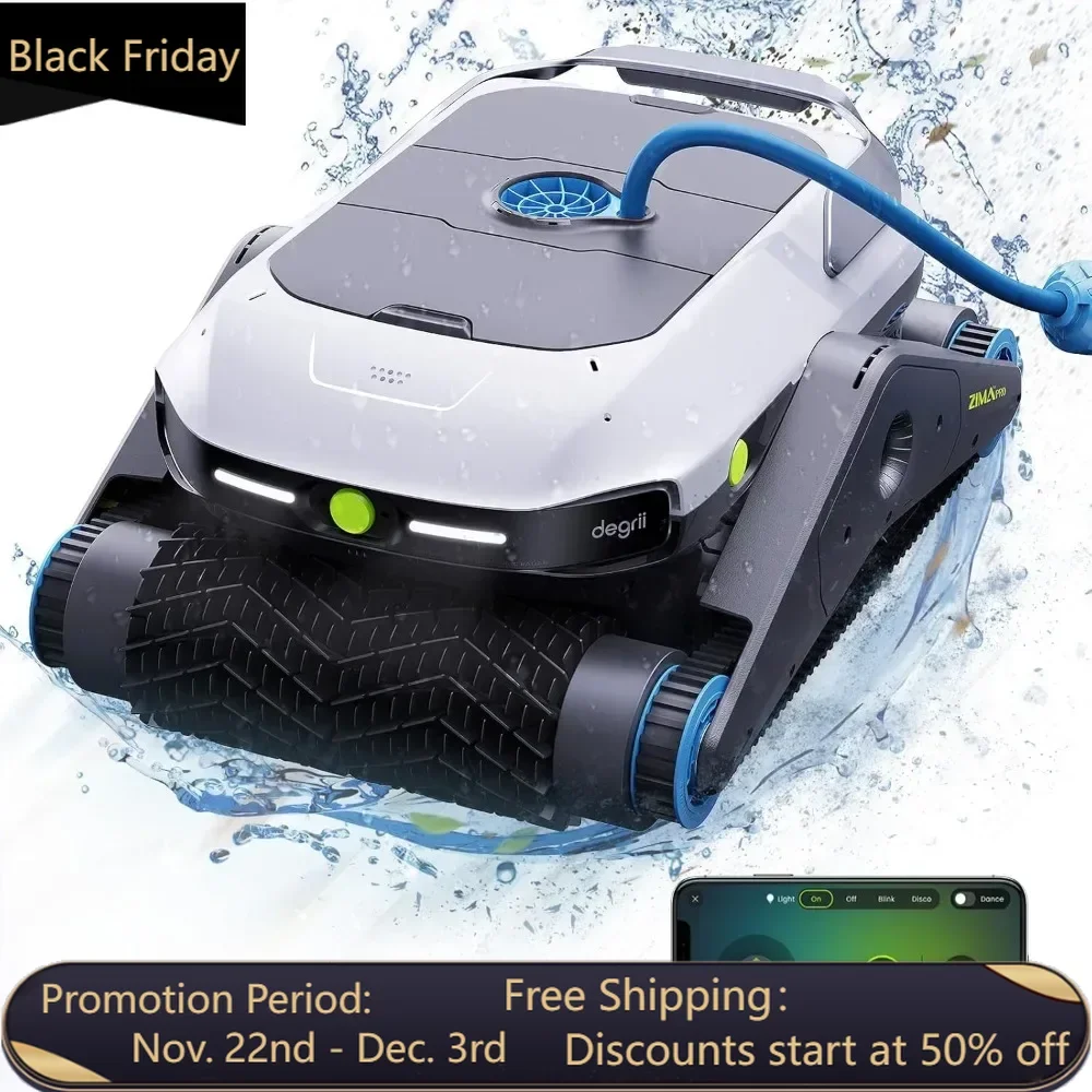 Cordless robot pool vacuum cleaner with intelligent navigation,wall and waterline cleaning,application control, 3.5-hour runtime