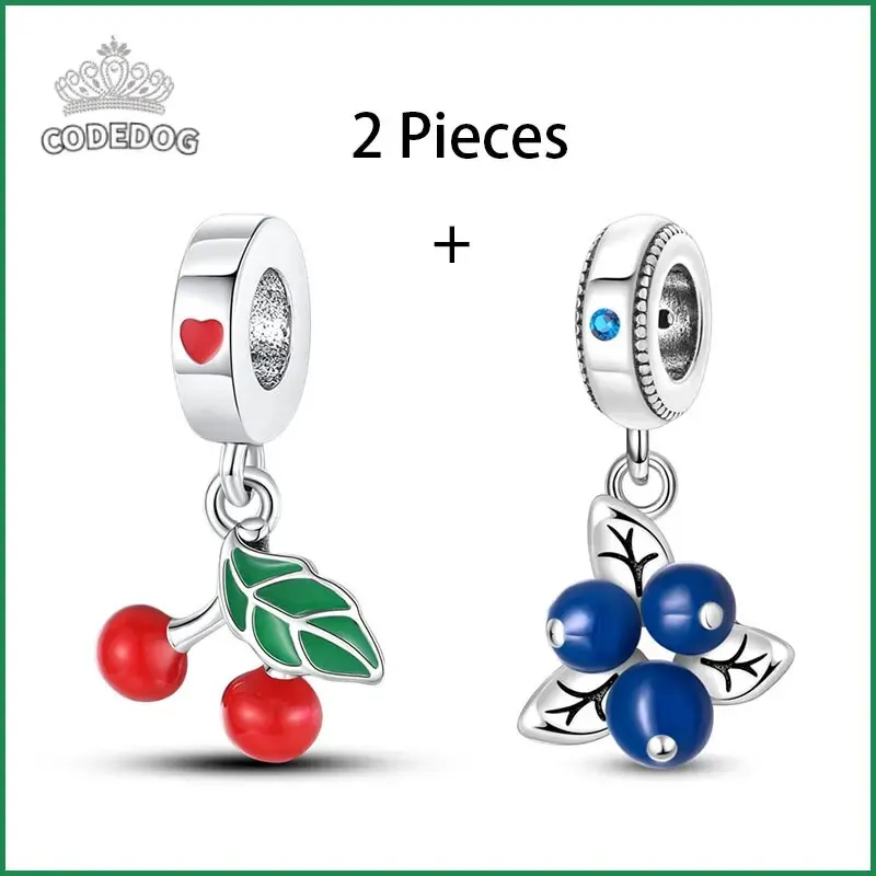 Two Pieces Silver-plated Fruit Grapes Charms Fit 3MM Snake Bone Bracelet DIY Beads For Women Jewelry Gift New In Hot