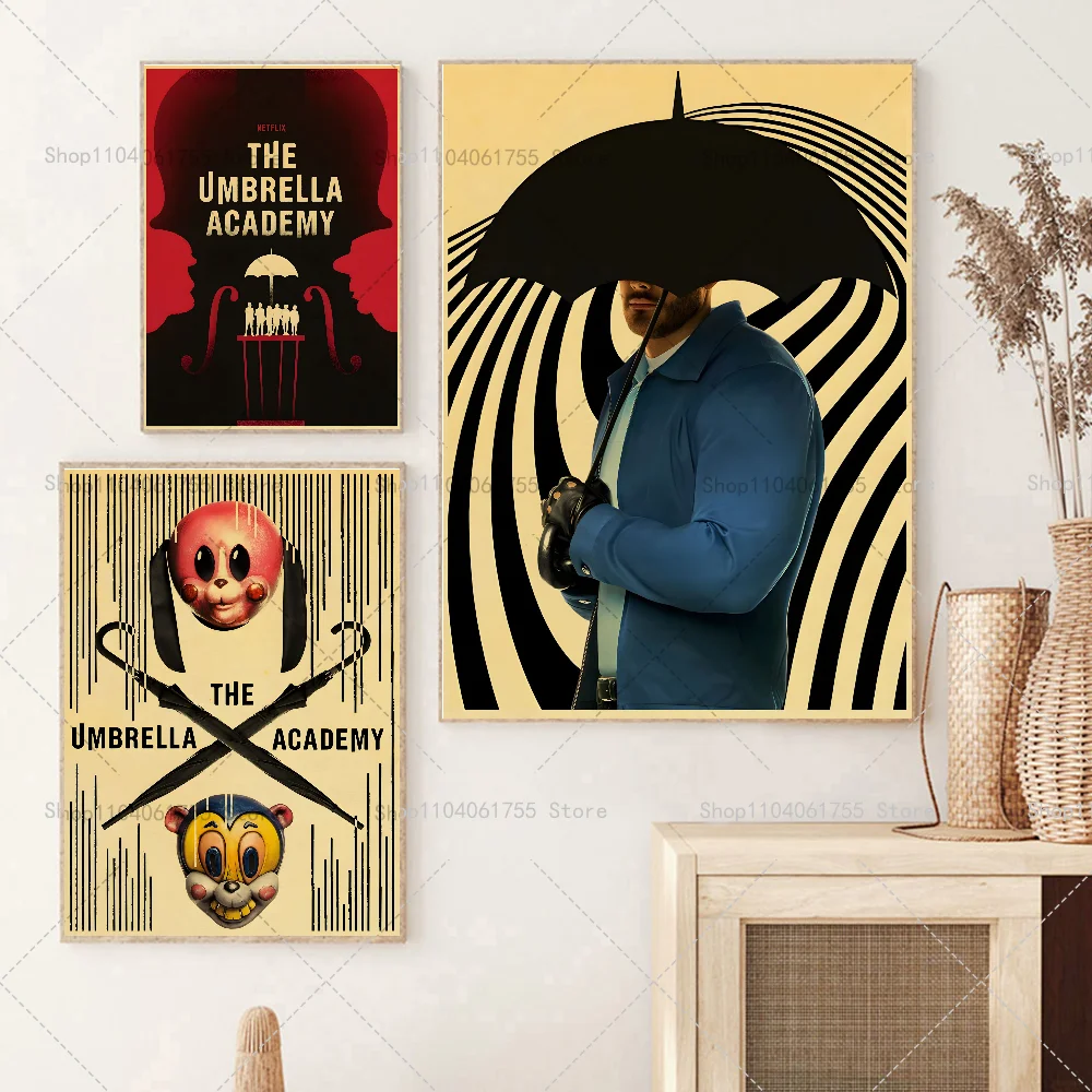 1PC Vintage The Umbrella Academy Movie Poster Self-adhesive Art Waterproof Paper Sticker Coffee House Bar Room Wall Decor