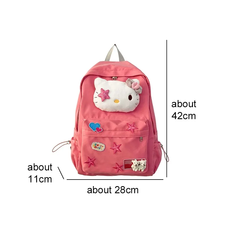 Sanrioed Hello Kitty Anime Kitty Cat Backpack Cute Schoolbags Student Cartoon Travel Shoulder Bag Birthday Gift for Friend