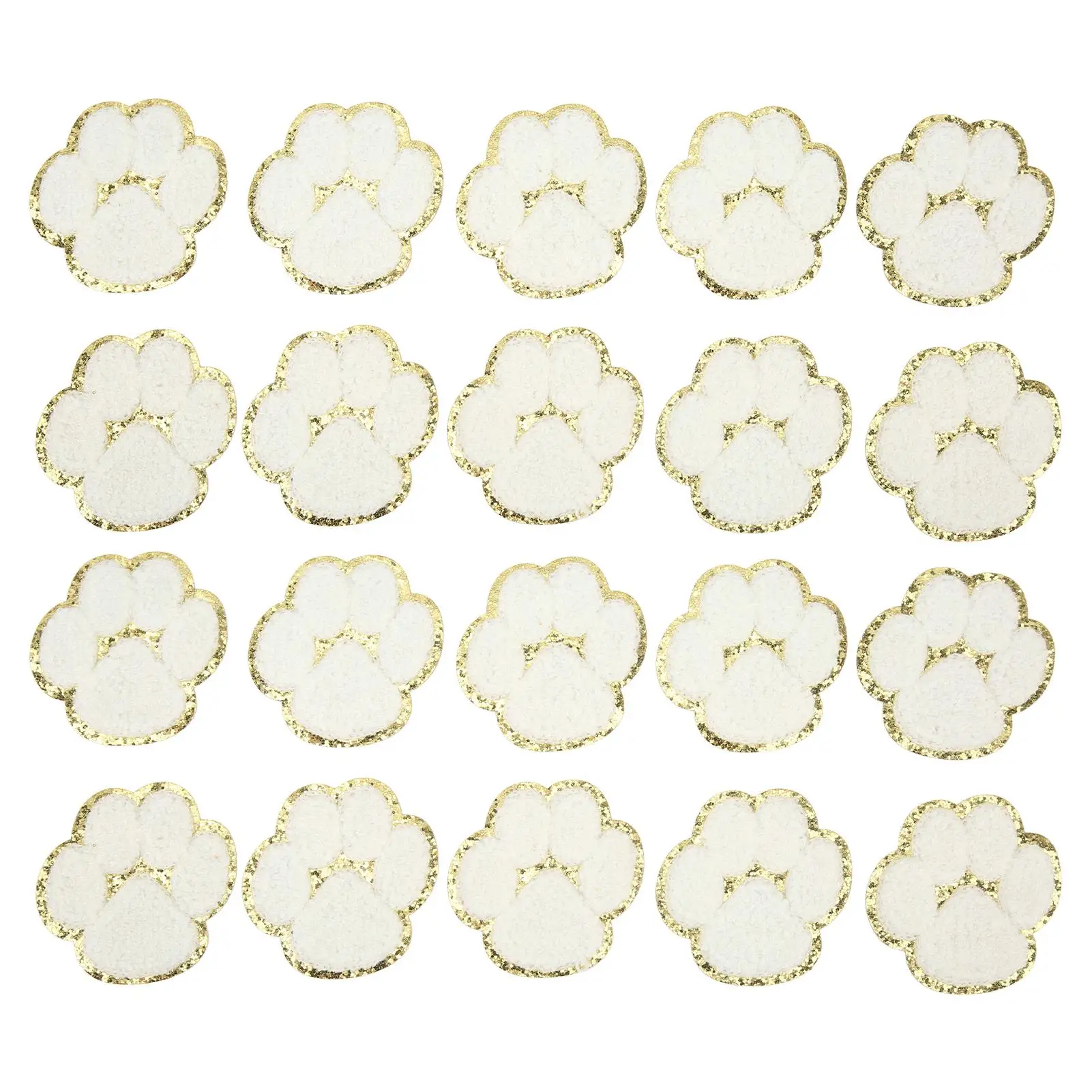 20 Pcs Cat Paw Iron-On Patches - Stylish Embroidered  Cat Paws for Jackets, for backpacks & Clothing