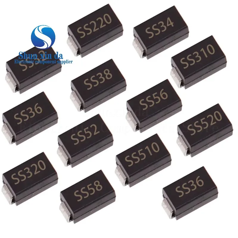 

3000PCS SS54 SS56 SS510 SR540 SR560 SR5100 5A 40V 60V 100V SMB DO-214AA SMD Schottky Diodes