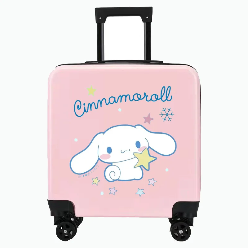 

Kawaii Kuromi Cinnamoroll Sanrio Children Boarding Box Cute Cartoon My Melody Universal Wheel Trolley Suitcase Students Kid Gift