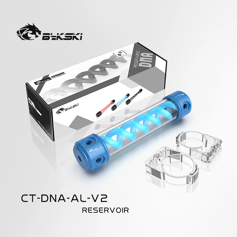 

BYKSKI Reservoir Length 190/260MM X 50MM Aluminum Acrylic Double Helix T-Virus Cylindrical Water-Cooled Coolant Tank