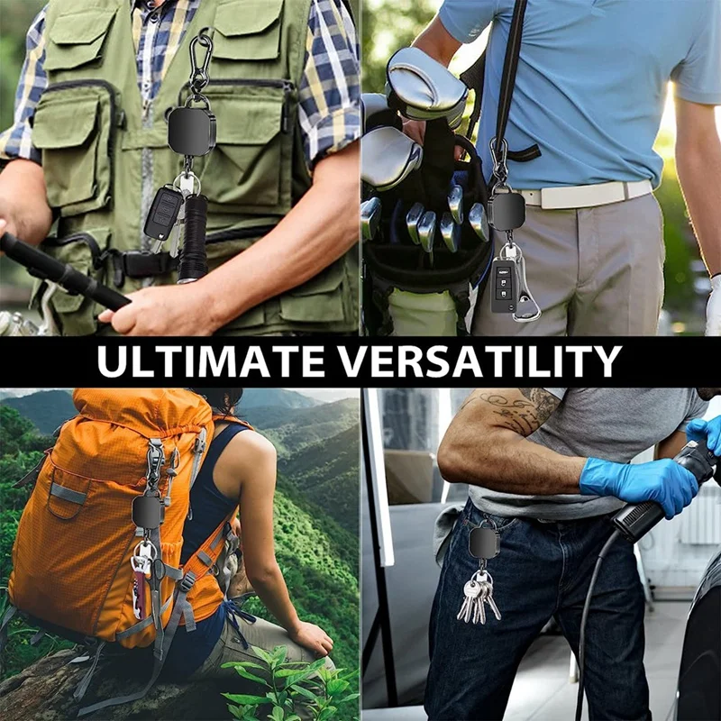 Выдвижной брелок для ключей, сверхмощный металлический держатель для бейджа, катушка для ключей, карабин, брелок с зажимом для ремня