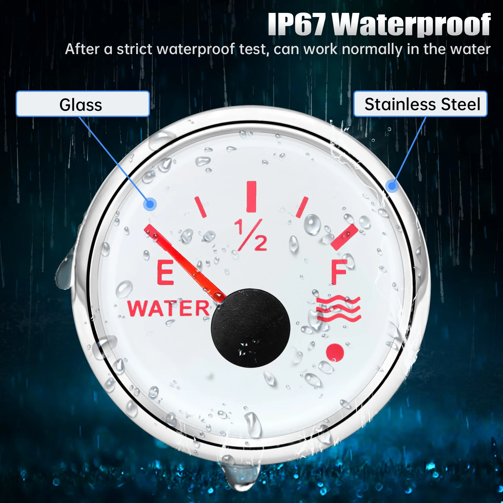 Auto- und Boot-Booster-Alarmanzeige 2'' 52mm Öldruckmesser Wasserstandsmesser Kraftstofftemperatur 12V 24V Voltmeter Zubehör Messgerät – Detail 25