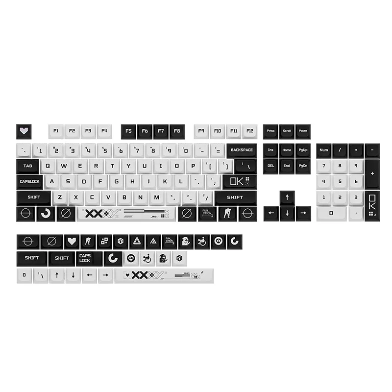 Imagem -05 - Xda-keycap Personalizado Personalizado Bonito Sublimação Quente Pbt Preto Branco para Cherry mx Teclado Mecânico