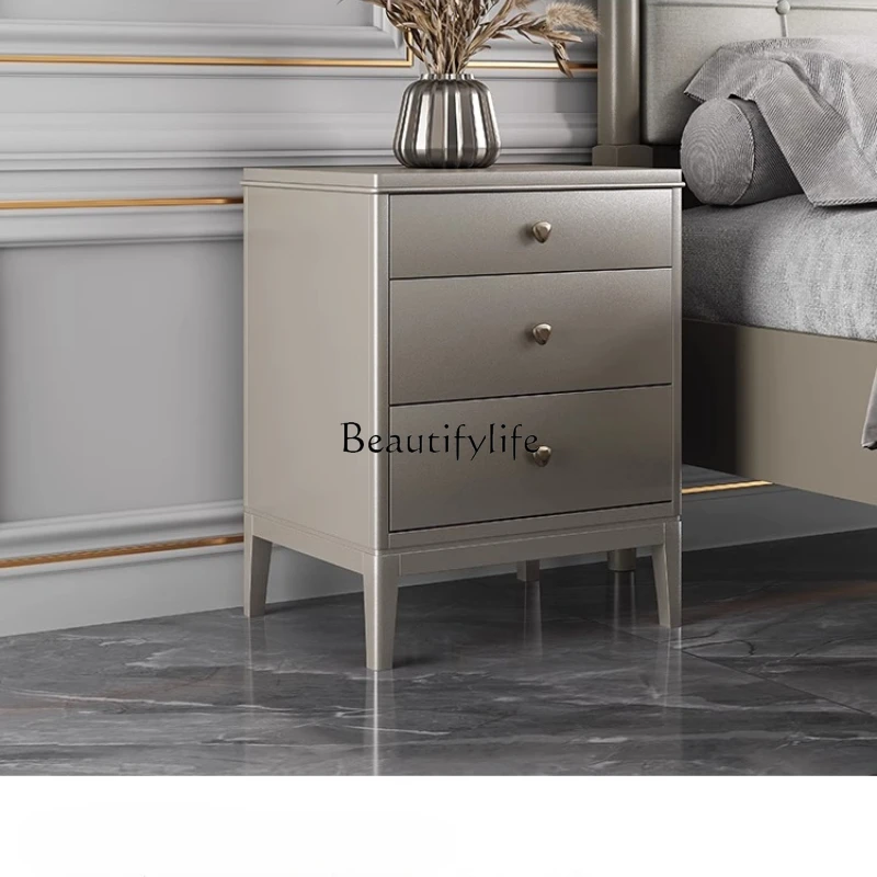 

-*American classical light luxury solid wood bedside table bedroom storage bedroom storage cabinet