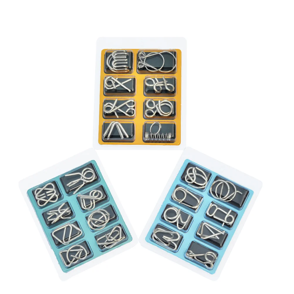 24Pcs Intelligence Puzzle Set Metal Brain Teaser Iq Game for Adults Kids Creative Ring Puzzle Buckle Intelligence Puzzles Ring