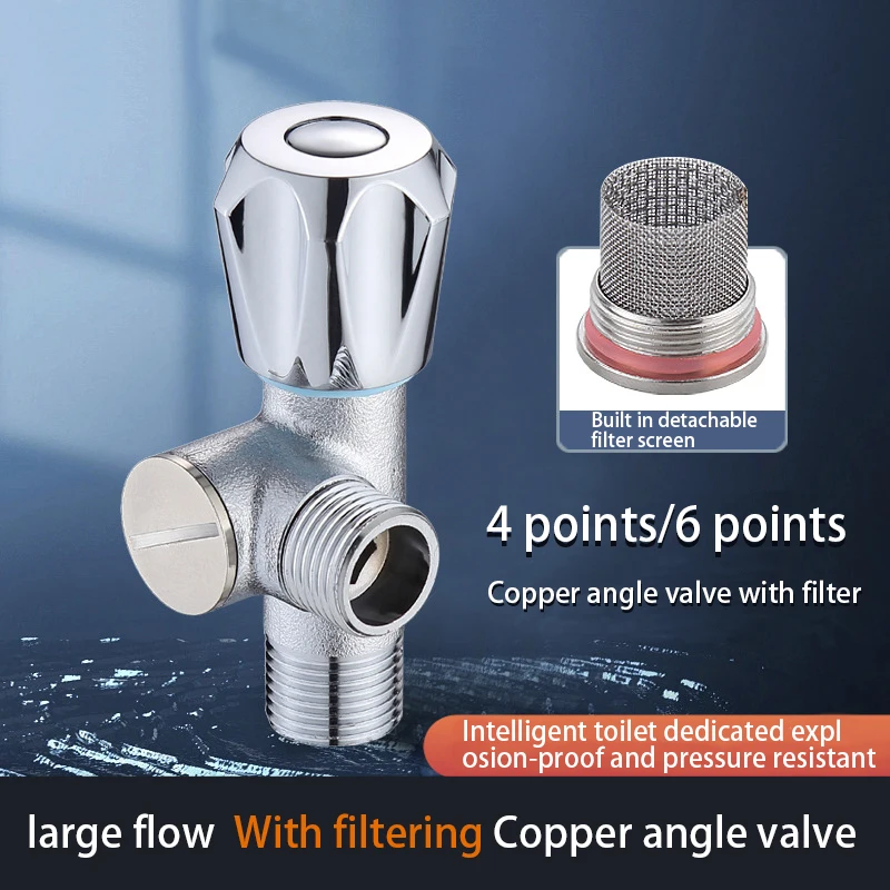 Binglin Copper Triangle Valve with Filter Screen High Flow Stop Valve 1/2 Inch 3/4 Inch