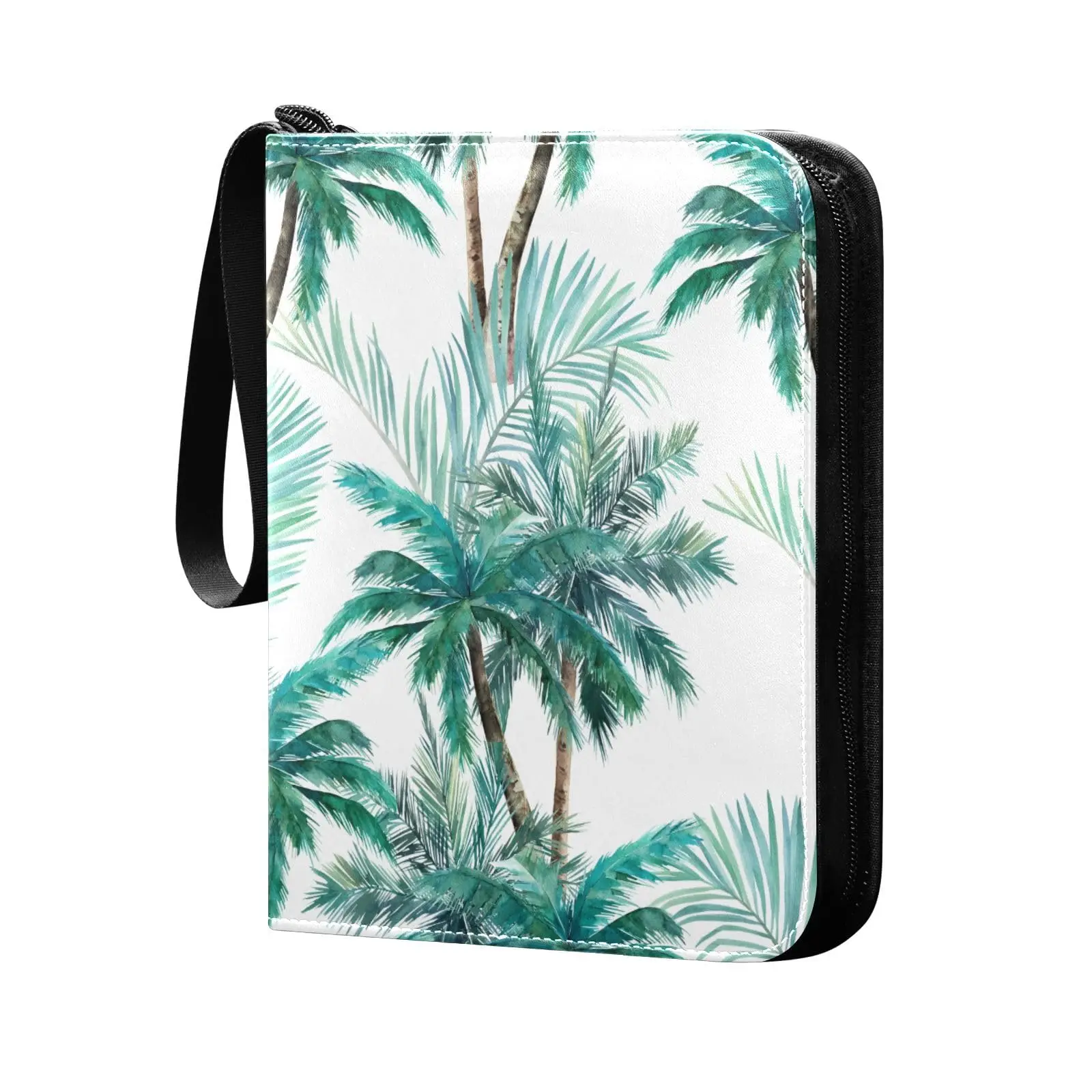 Summer Palm Trees Card Binder 4 Pocket Card Binder 400 Double Sided Pocket Album Sport Game Cards Unique Card Collection Storage