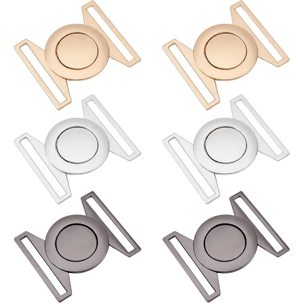 6 Sets 3 Farben Legierung Gürtelschnallen, 1,8 x 1,5 runde Metallhakenschnalle Befestigungsgürtel Zubehör für Daunenjacken Mäntel