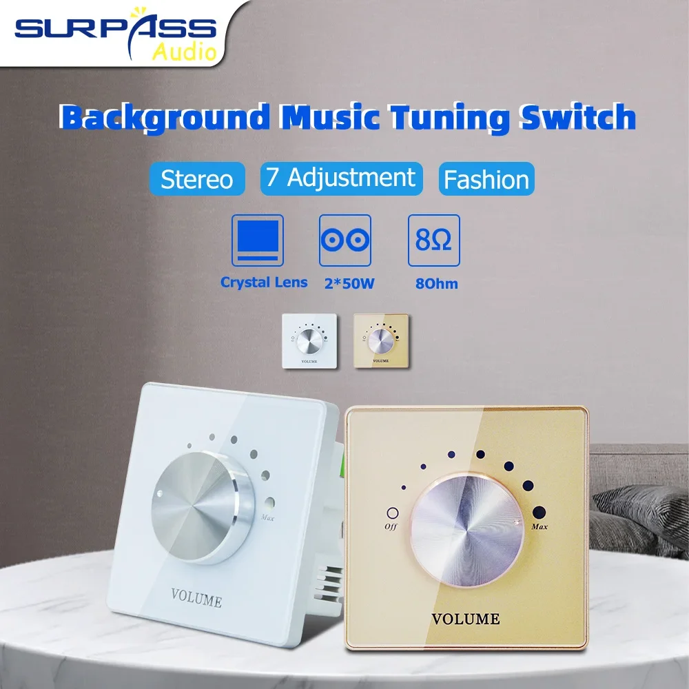 Power Amplifier Volume Tuning Switch Controller Wall Panel Audio Switch Converter Tone Board 7 Grade Control Knob for Home Music