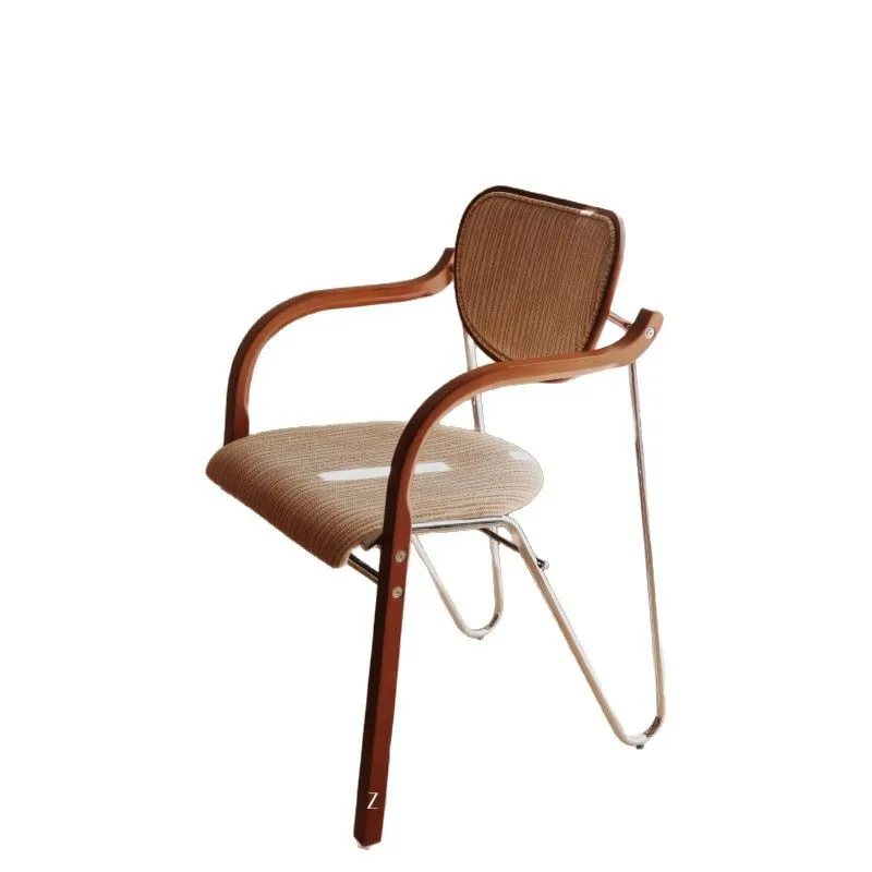 

Orange French retro solid wood soft bag armchair, office leisure medieval back chair