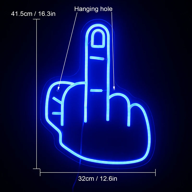 Wanxing Neon Erect Middle Finger Funny Neon Sign Gym Wall Hanging Neon Light Sign For Sports Room Decor Club Party Bar Xmas Gift