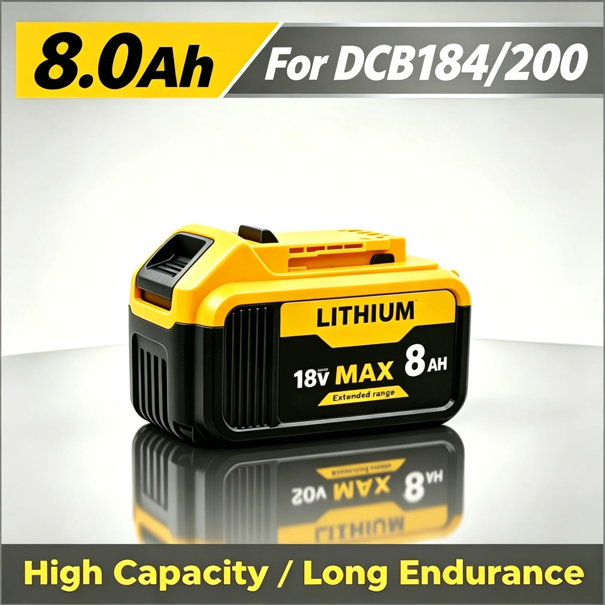 Neu 100% für DCB184 DCB200 Elektrowerkzeug-Adapter 18V 20V MAX 8,0Ah Lithium-Akku Ersatz 18V DCB203 DCB204 DCB205 DCB206 DCB201 DCB180 DCB181 DCB182 Ladegerät 8000 mAh Akku