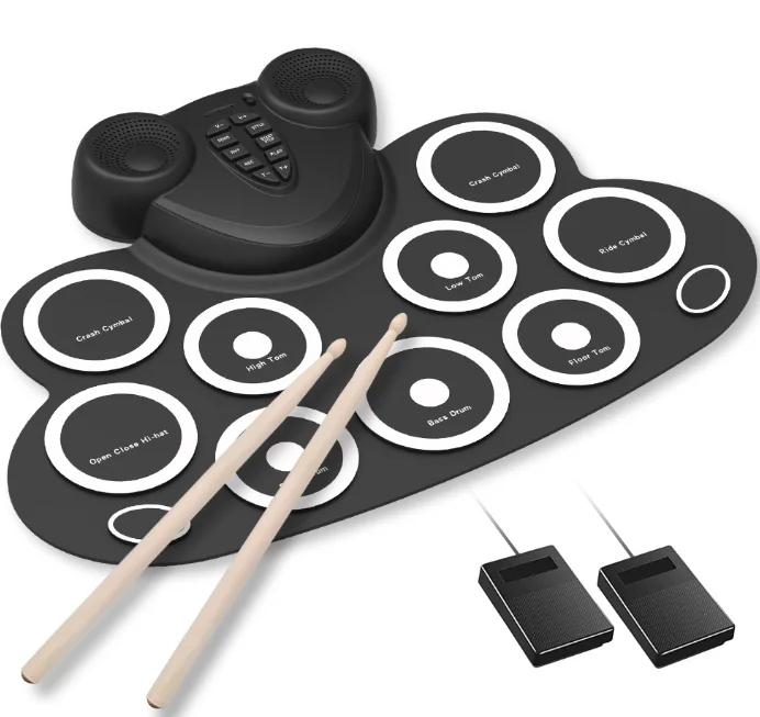 Hand-rolled Electronic Drum Dual Mode Dual Speakers Rechargeable DTX Gaming Silicone Portable Folding Pedal