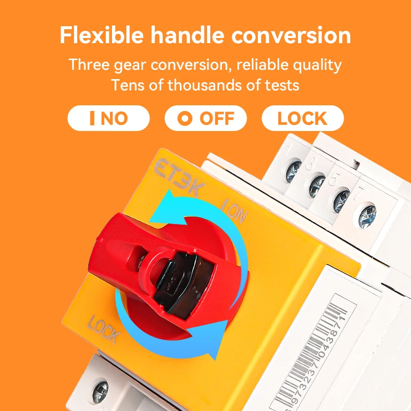 ETEK Solar PV DC Isolator Switch 4P 32A 1000V Rotating Handle Disconnector For Solar Certified EKD6-DB32-4S