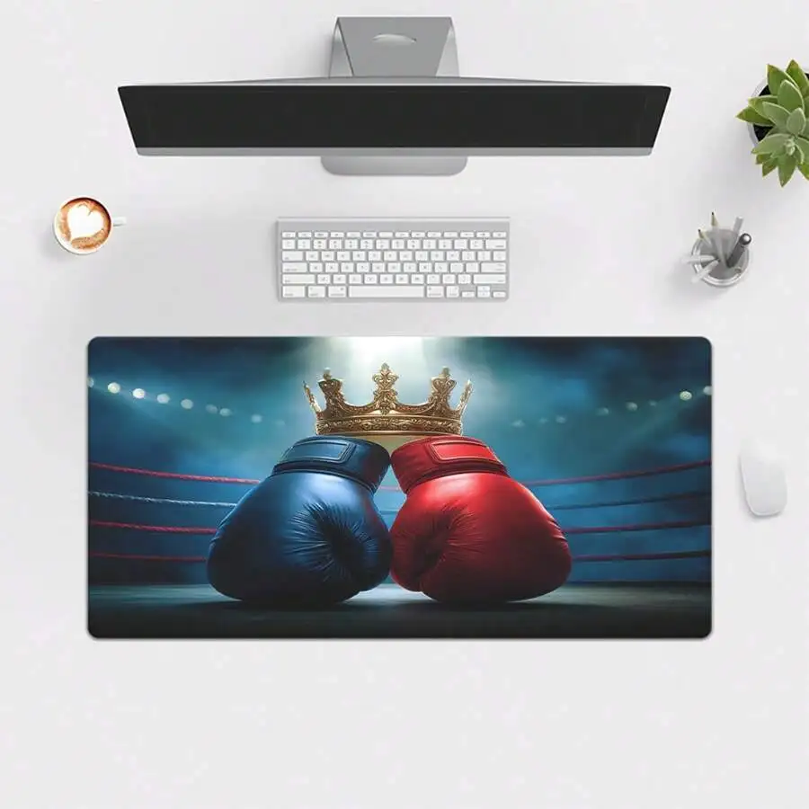 Boxing Gloves With Crown HD Printed XXL Mousepad For Computer Desk Gamer Mat