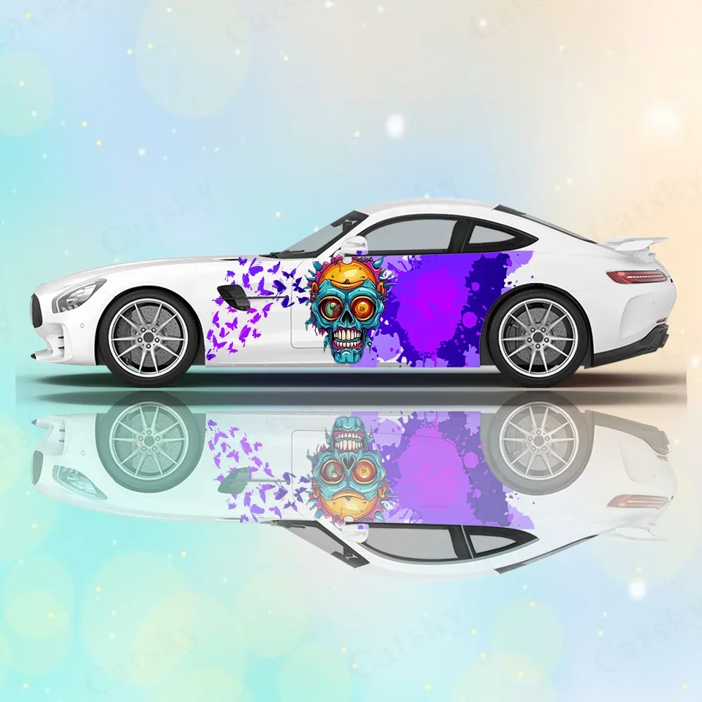 

Cloud Colorful Splash Skeleton Car Vinyl Wraps Decal PVC Anti Scratch Sticker Suitable for Trucks SUV Decor Auto Accessories