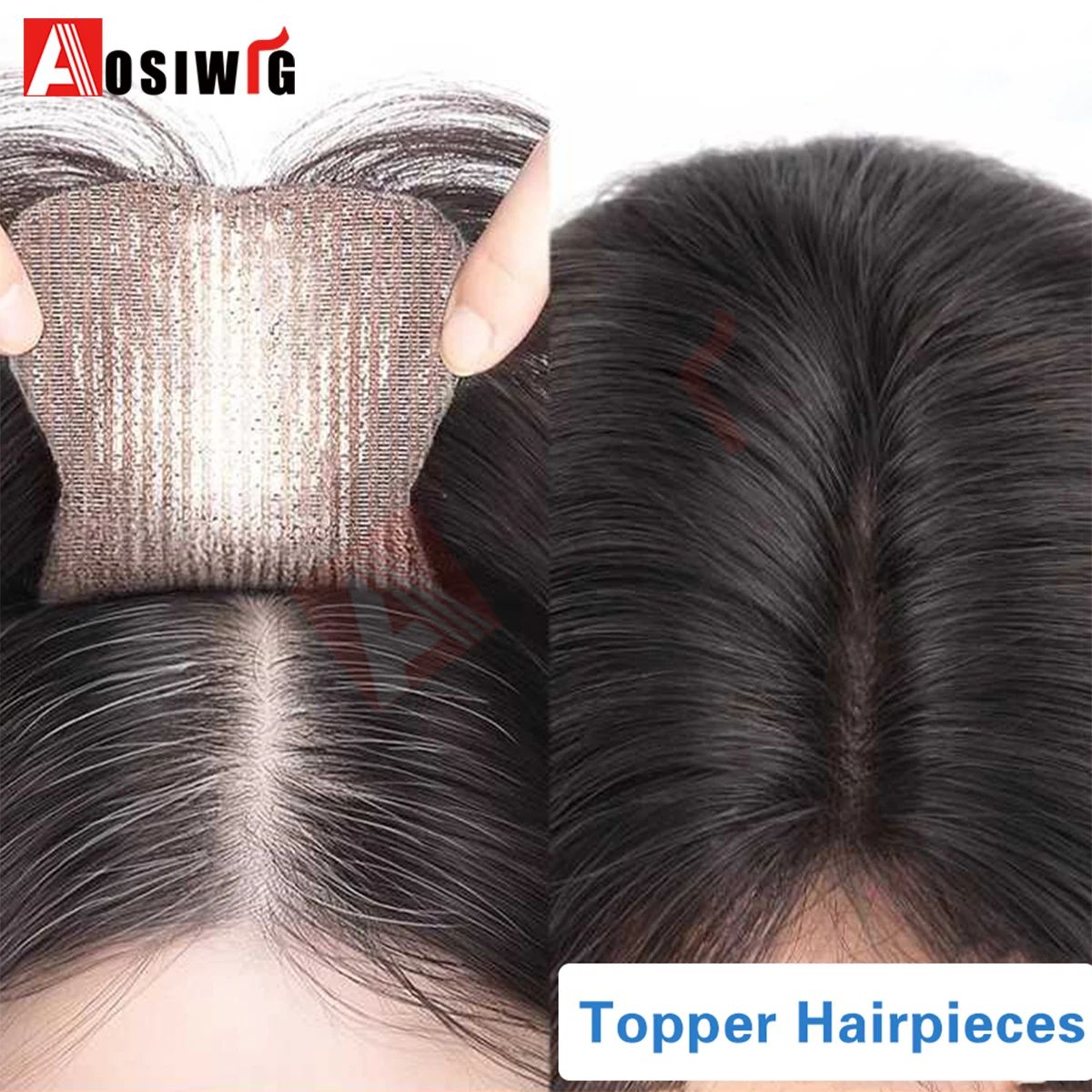 NEW No Clips Hair Toppers Synthetic seam sticker wig topper hairpieces ...