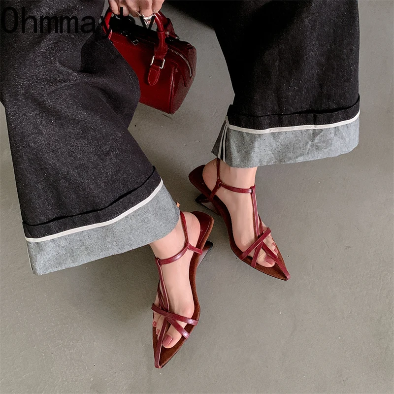 Summer Narrow Band Heel Women Sandals Fashion Pointed Toe Singbacks Pumps Stripper Party Female Sandalias