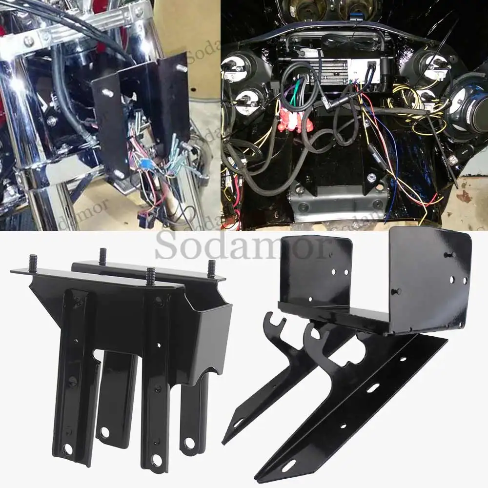 Motorcycle Front Inner Fairing Support Mount Black Inner Fairing Radio Mount Bracket For Harley Touring Roda Glide FLTR 1998-13