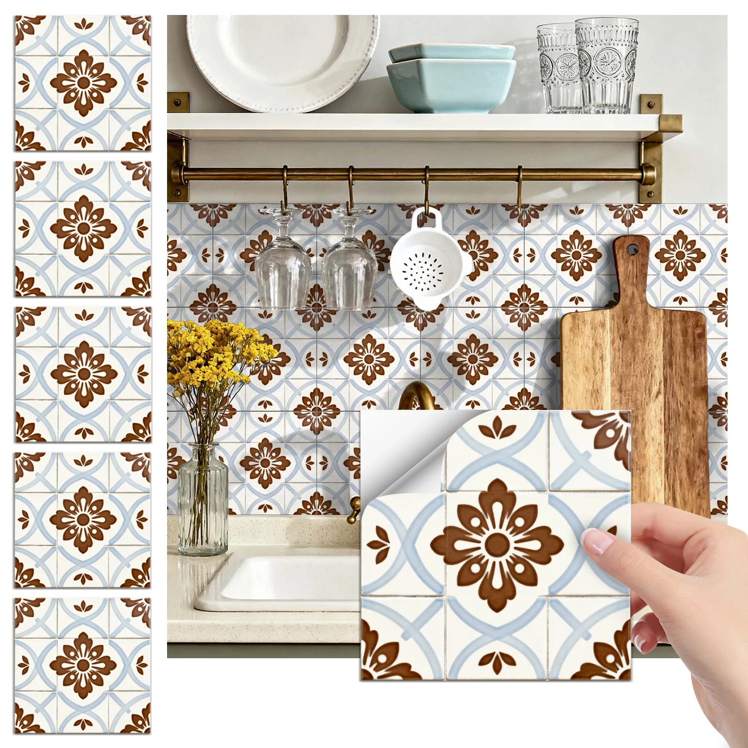 

36 self-adhesive PVC tile stickers, kitchen and bathroom use self-adhesive splash proof stickers for home decoration