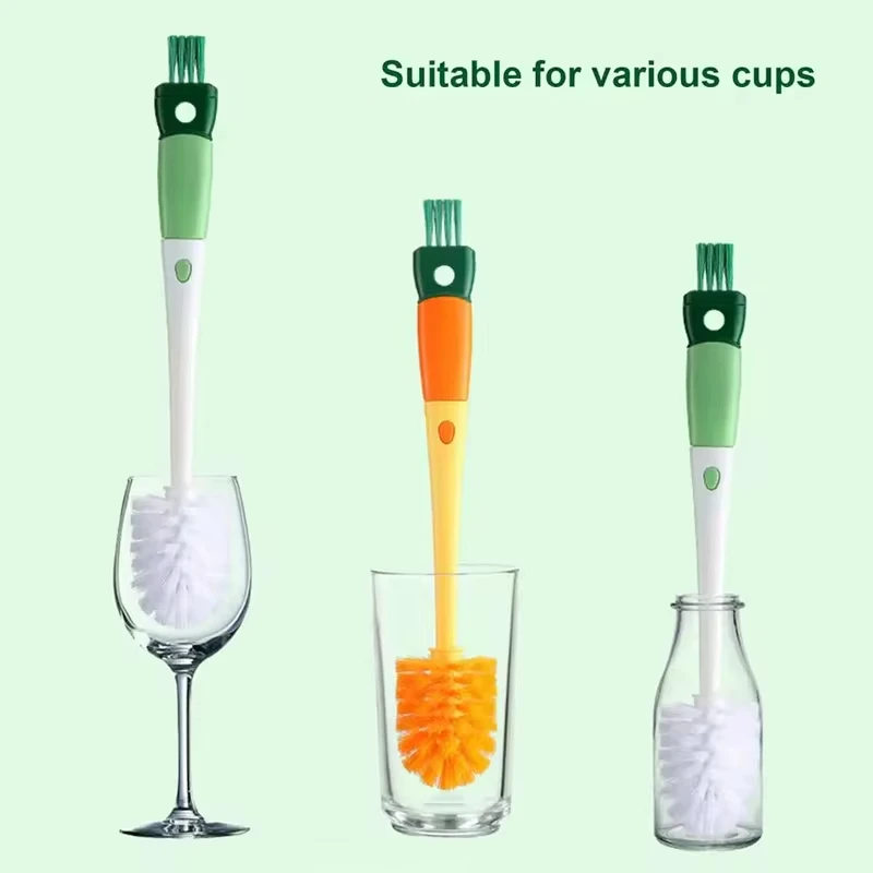 Silicone 5-in-1 Bottle Brush Nylon Bristle Hanging Hole Long Handle 360 Degree Rotating Baby Pacifier Cup Cleaning Brush Tool