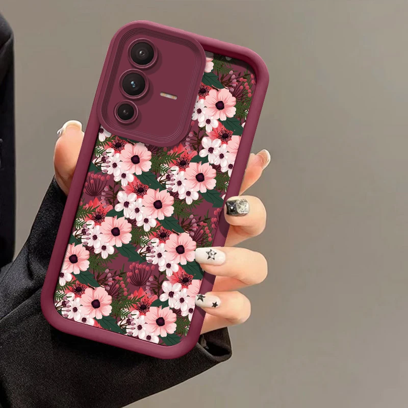 زهرة طباعة جراب هاتف ل Vivo V60 V50 V40 Pro V30 SE V30E V29E V29 V27E V27 V25 V23 V23E ماتي لينة سيليكون رشاقته غطاء #6