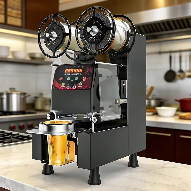 Commercial 110V-220V 400W automatic induction sealing machine, suitable for PP cup and bubble tea (heat sealing machine)