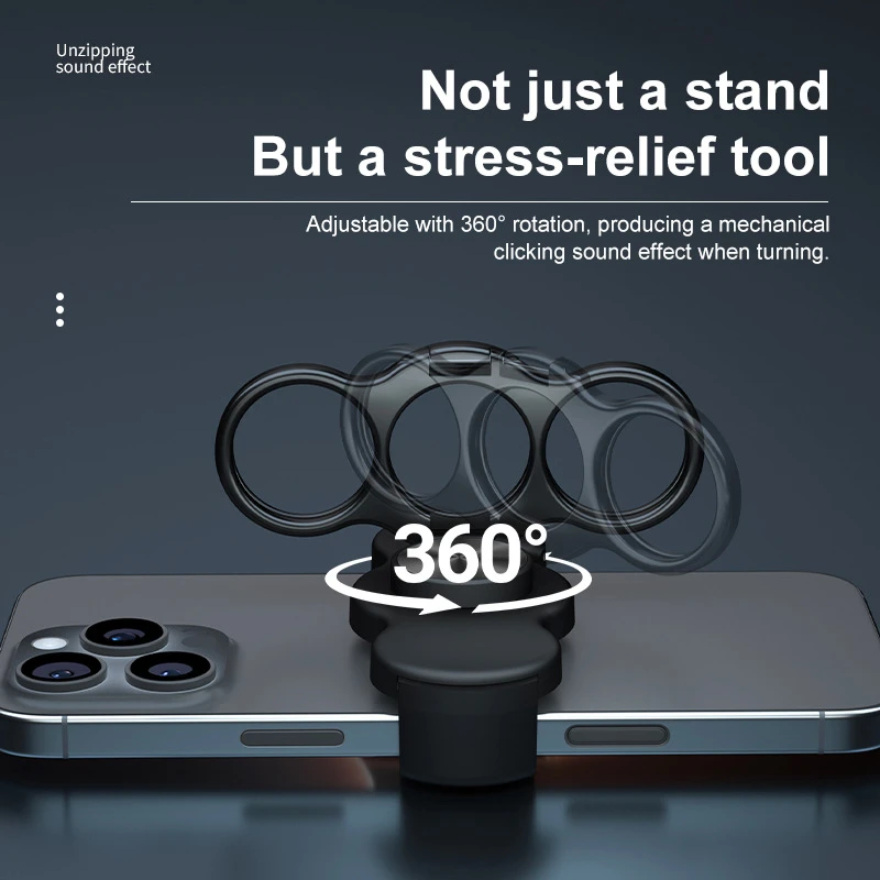 Double Ring Three Finger Back Clip Phone Holder Foldable Rotating Magic Ring Phone Ring Lazy Holder Ring Holder