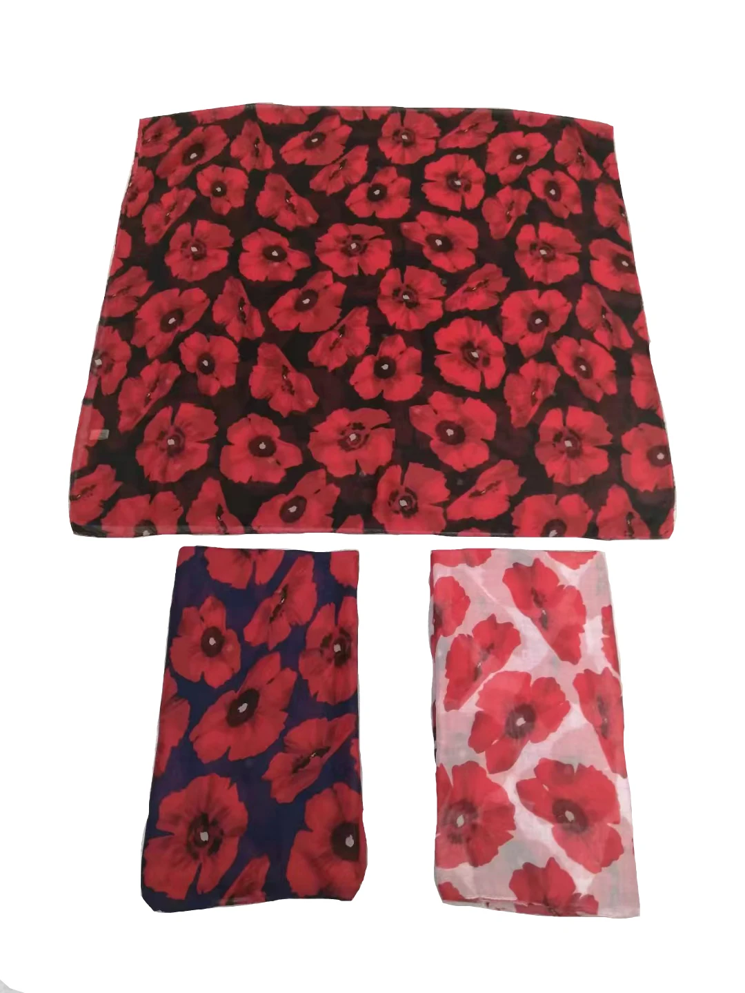 Fashion Women Poppy Pattern Scarves And Shawls Long Flower Print Wrap Hijab Muffler Beach Foulard Scarf 3 Color