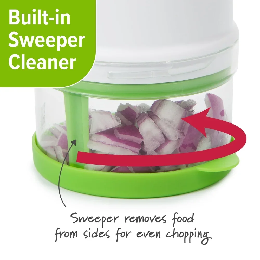 مفرمة طعام طازجة مع شفرة متعرجة دوارة بيد واحدة تقطيع آمنة للاستخدام في غسالة الأطباق أداة مطبخ بصل وأعشاب الثوم والمكسرات