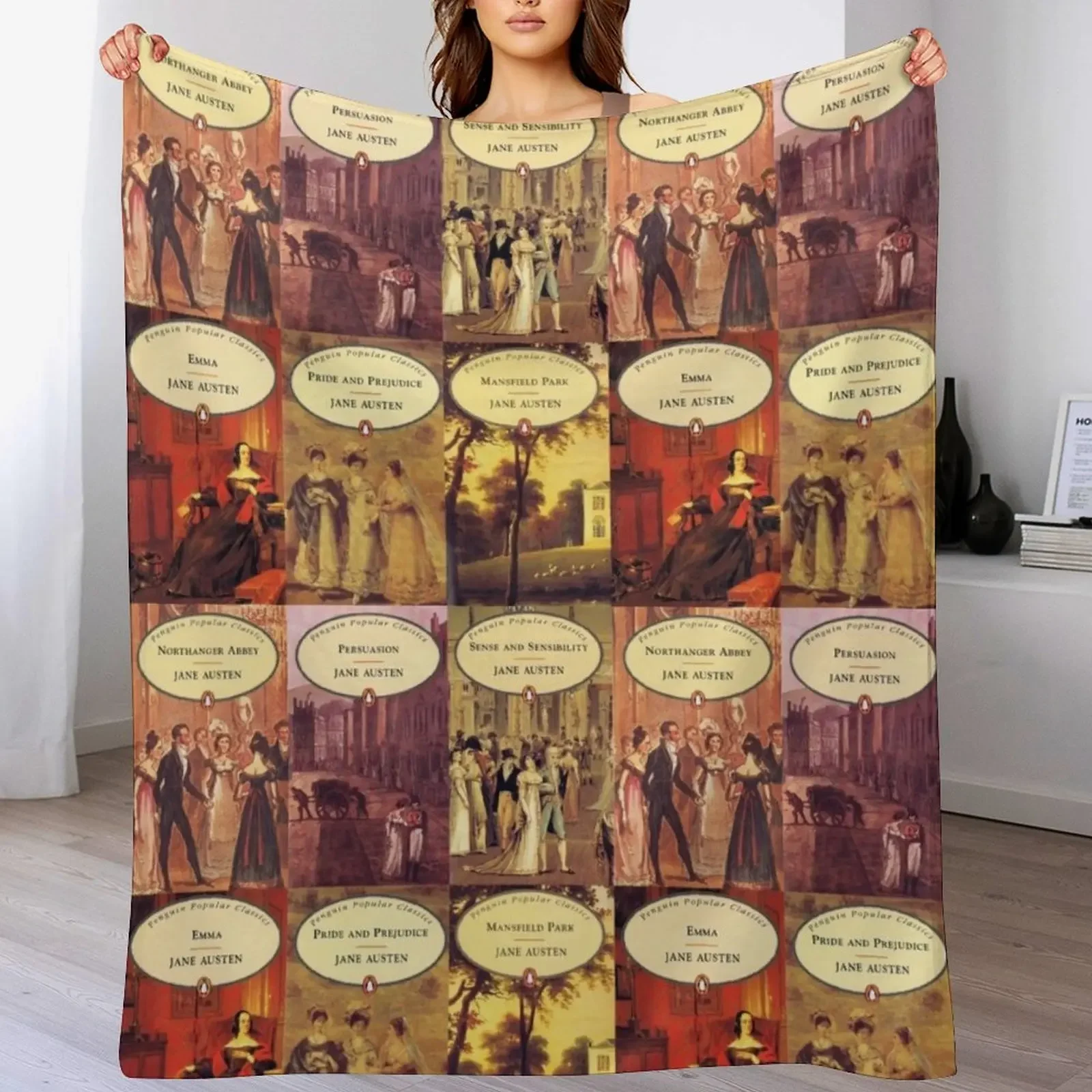 

Jane Austen vintage books Throw Blanket Single cosplay anime bed plaid Nap Blankets