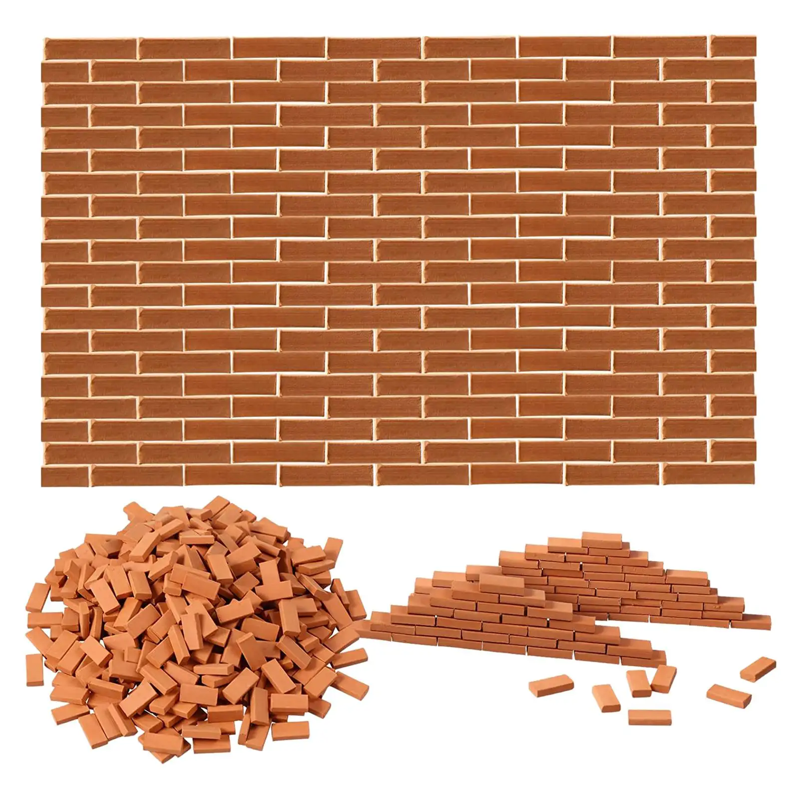 350 Pieces Mini Bricks for Landscaping Miniature Bricks Brick Wall Small Bricks for Dollhouse Garden Parts 1/35 Scale