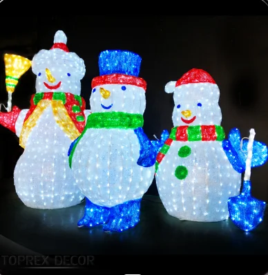 

Modern Outdoor LED Christmas Light Color-Changing Acrylic Snowman Statue Figurines Contemporary Design