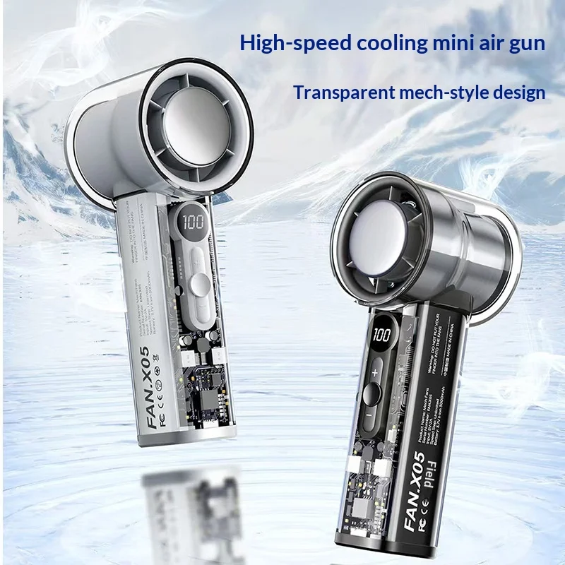 2026 Mini Handheld Fan High Speed Portable Turbo Cooling with Cold Bend Tube Digital Display 100 Gears USB for Home Travel
