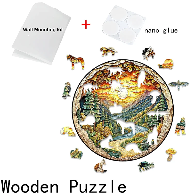 Flat Wooden Puzzles Family Atmosphere Decoration Parent-Child Interactive Game Puzzles Holiday Gifts Educational Wooden Puzzles